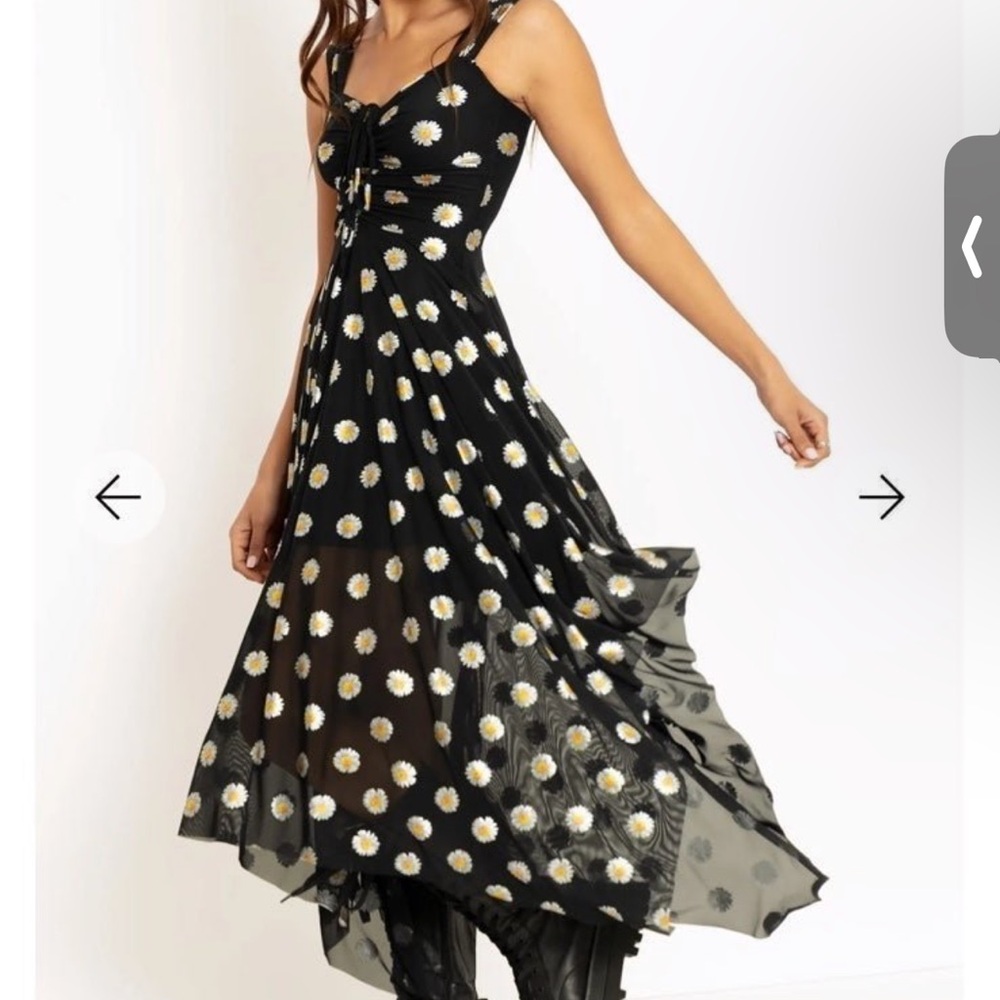 Floral Black Dress BLACKMILK PEACE DAISY SOAR DRESS - LIMITED SIZE XS